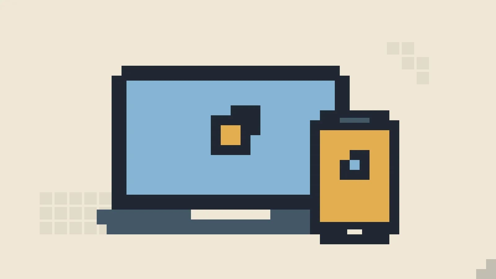A pixel laptop and phone with protected screens